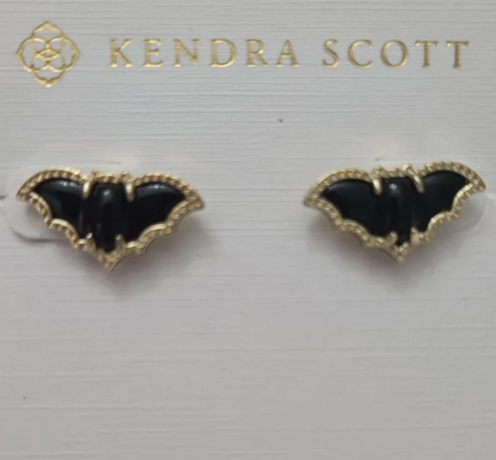 Kendra Scott Black Bat Gold Stud Earrings